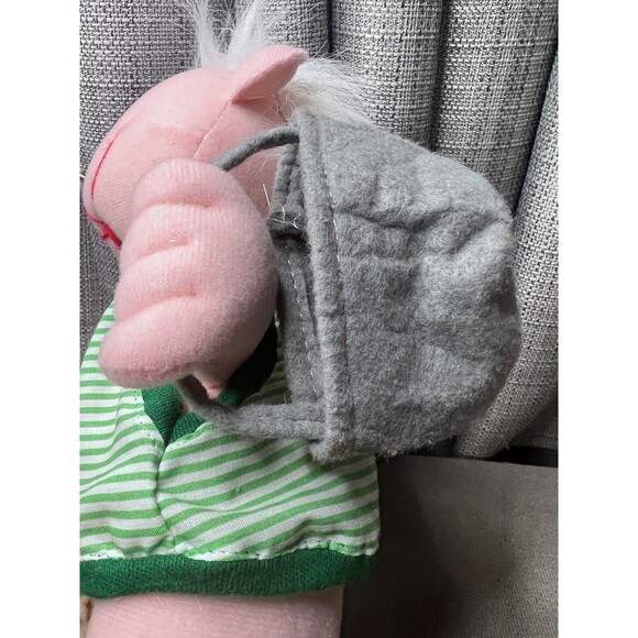 VTG Hugfun Fishing Boy Plush Stuffed Toy Pole Basket White Hair 10 Inch Clothes - Picture 7 of 16